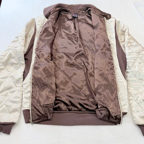 Drive Scorpion Ivory Satin Slim Fit Ryan Gosling Bomber Jacket Size XL Quilted - Picture 5 of 13